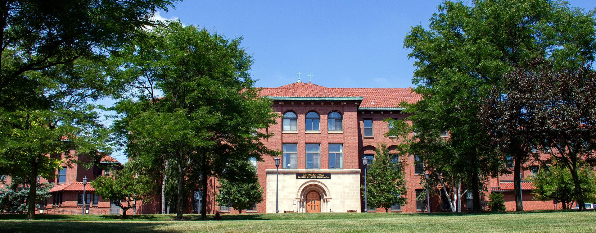 Greenfield Building exterior in summer